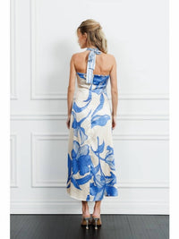 CIEBON Runie Floral Print Halterneck Maxi Dress in blue - women's dress - alternate view