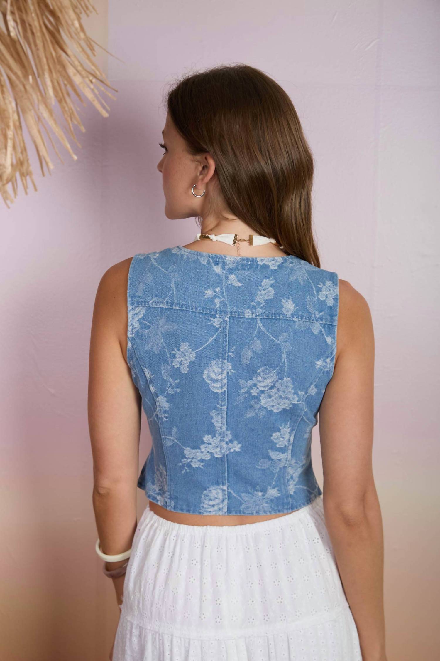 Blu Pepper - Finley Floral Jacquard Vest