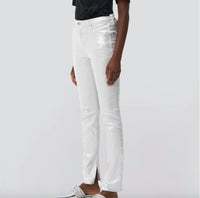 SIMKHAI Rae High Rise Coated Jeans in silver foil - women's jeans - detail view