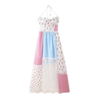 Rosa Clothing Lace Patchwork Halter Maxi Flare Dress in floral - women's dress - view 8