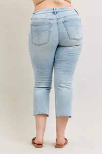 Judy Blue - Mid Rise Kick Flare With Raw Hem Jeans