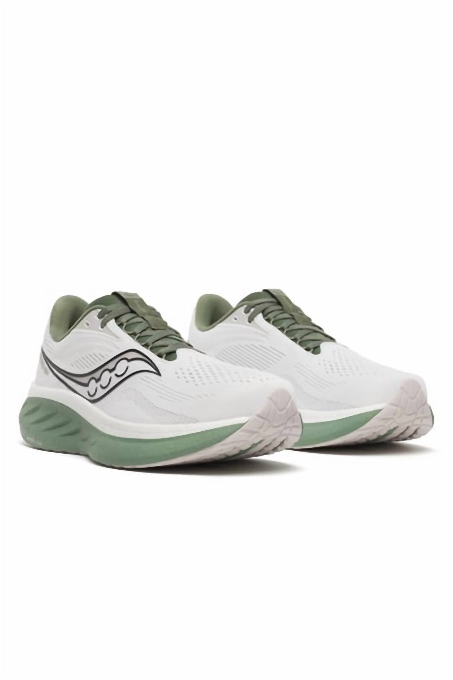 SAUCONY Men's Ride 18 Running Shoes in white olivine 1 - men's shoe - view 4