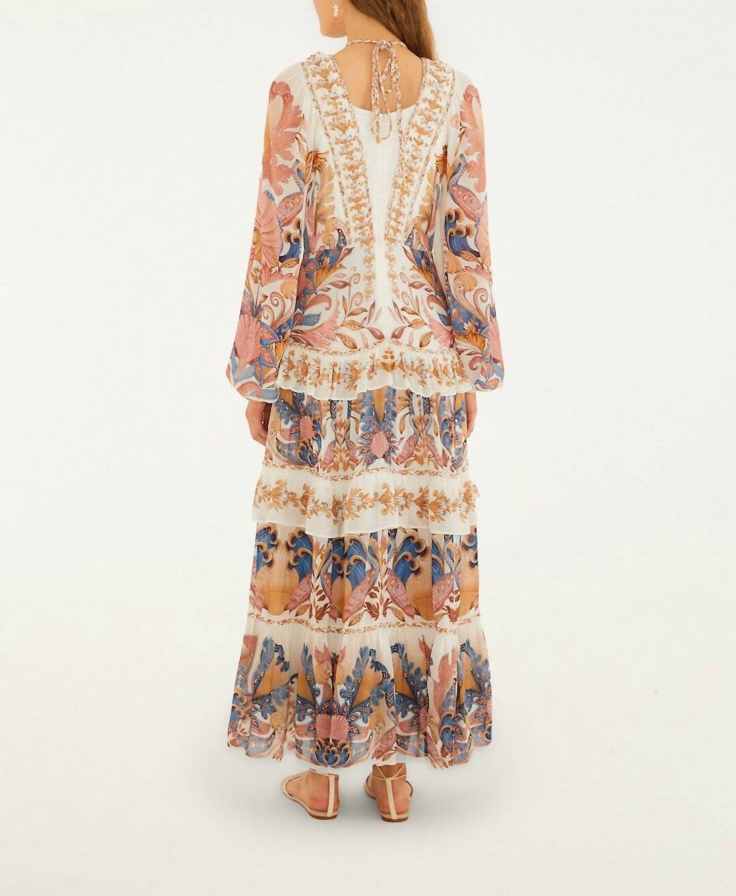 Farm Rio - Sea Garden Ruffled Midi Dress