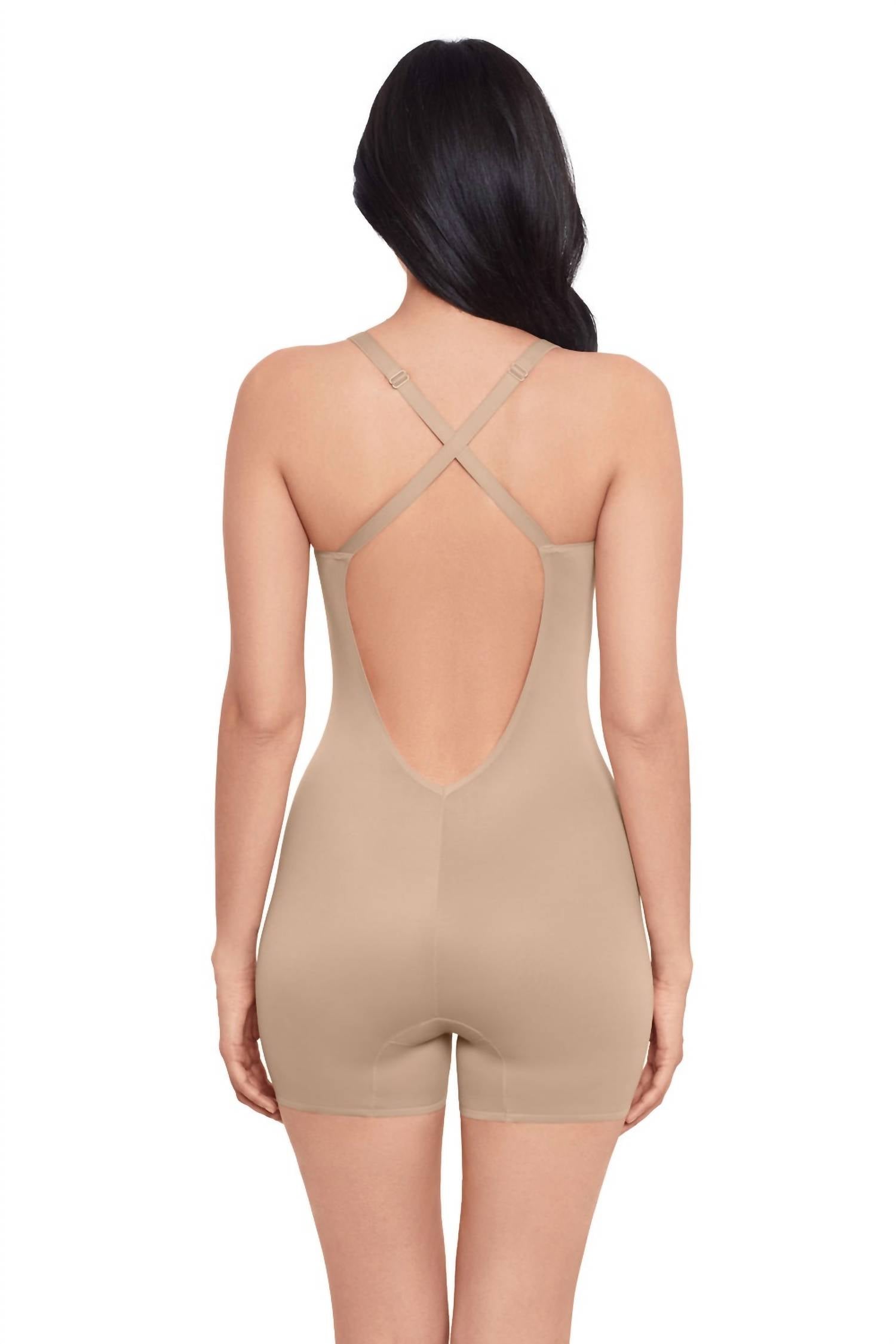 Miraclesuit Show Stopper Low Back All-in-one Bike Short in one bike short in warm beige - women's intimate - alternate view