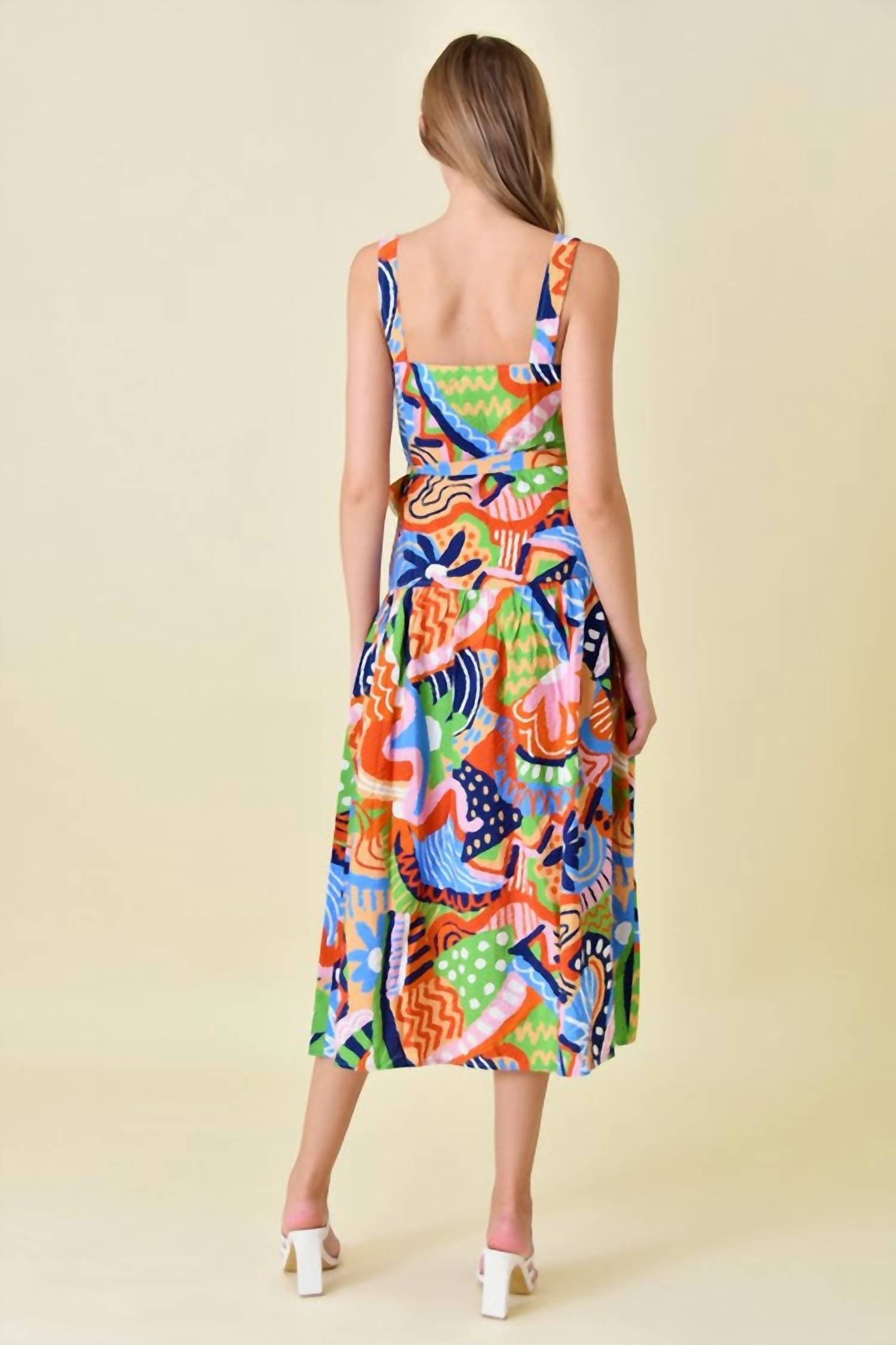 Fore Collection - Abstract Print Midi Dress