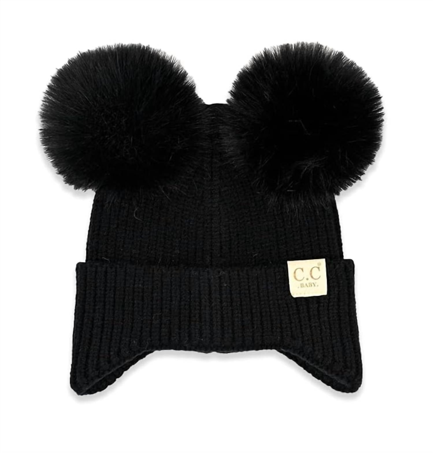 C.C Beanie - Baby Double Fur Pom Beanie