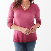 Fdj - Cecelia Ombre Garment Dyed Three Quarter Sleeve Top
