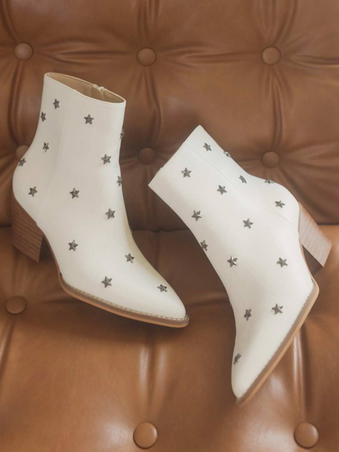 OASIS SOCIETY Women's Ivana Star Studded Booties in white - women's shoe - alternate view