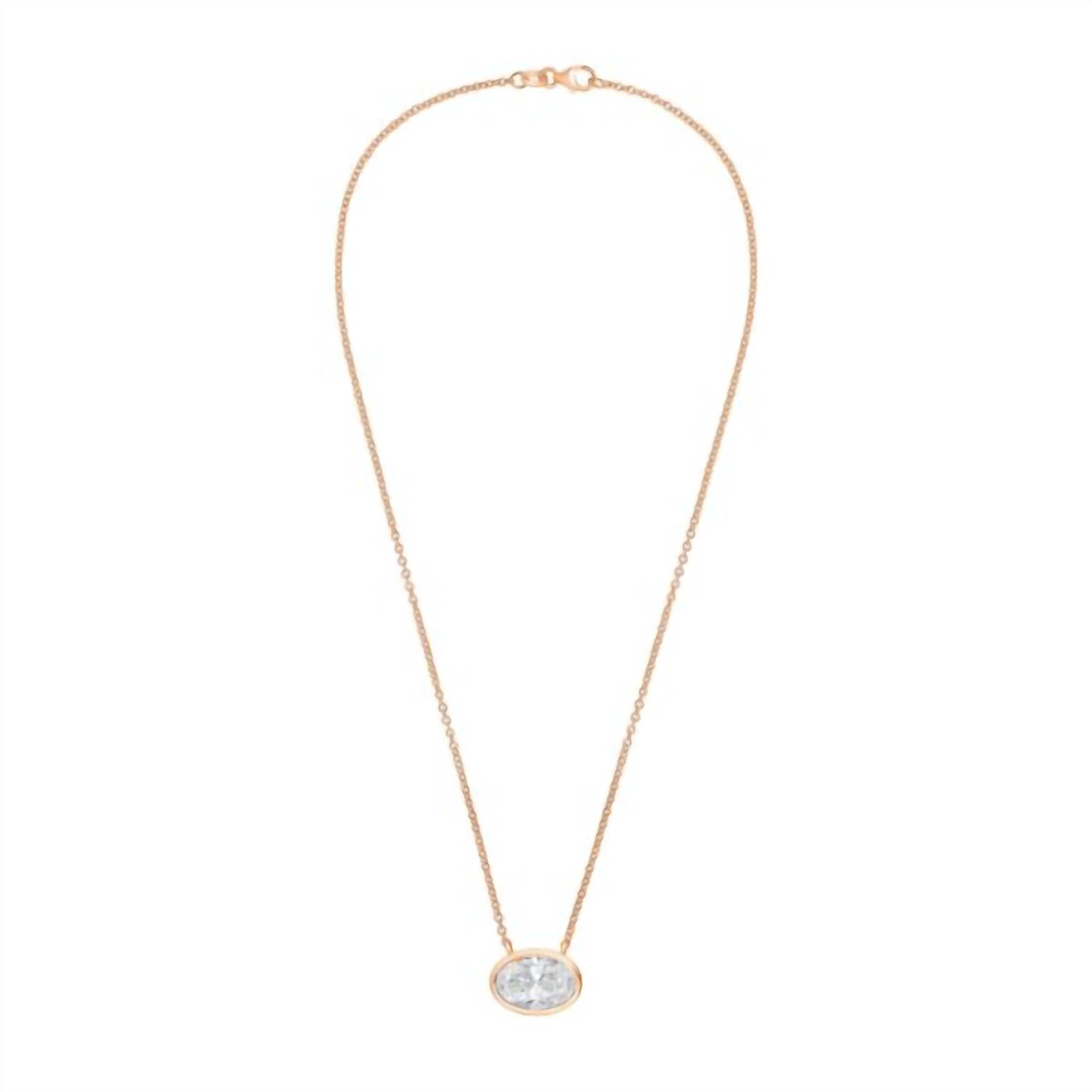 Diana M Jewels - Women's East West Oval Bezel Lab-grown Diamond Pendant Necklace (15.00 Ctw)