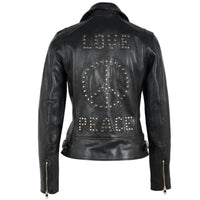 MAURITIUS Love And Peace Studded Leather Jacket in black - women's jacket - view 4