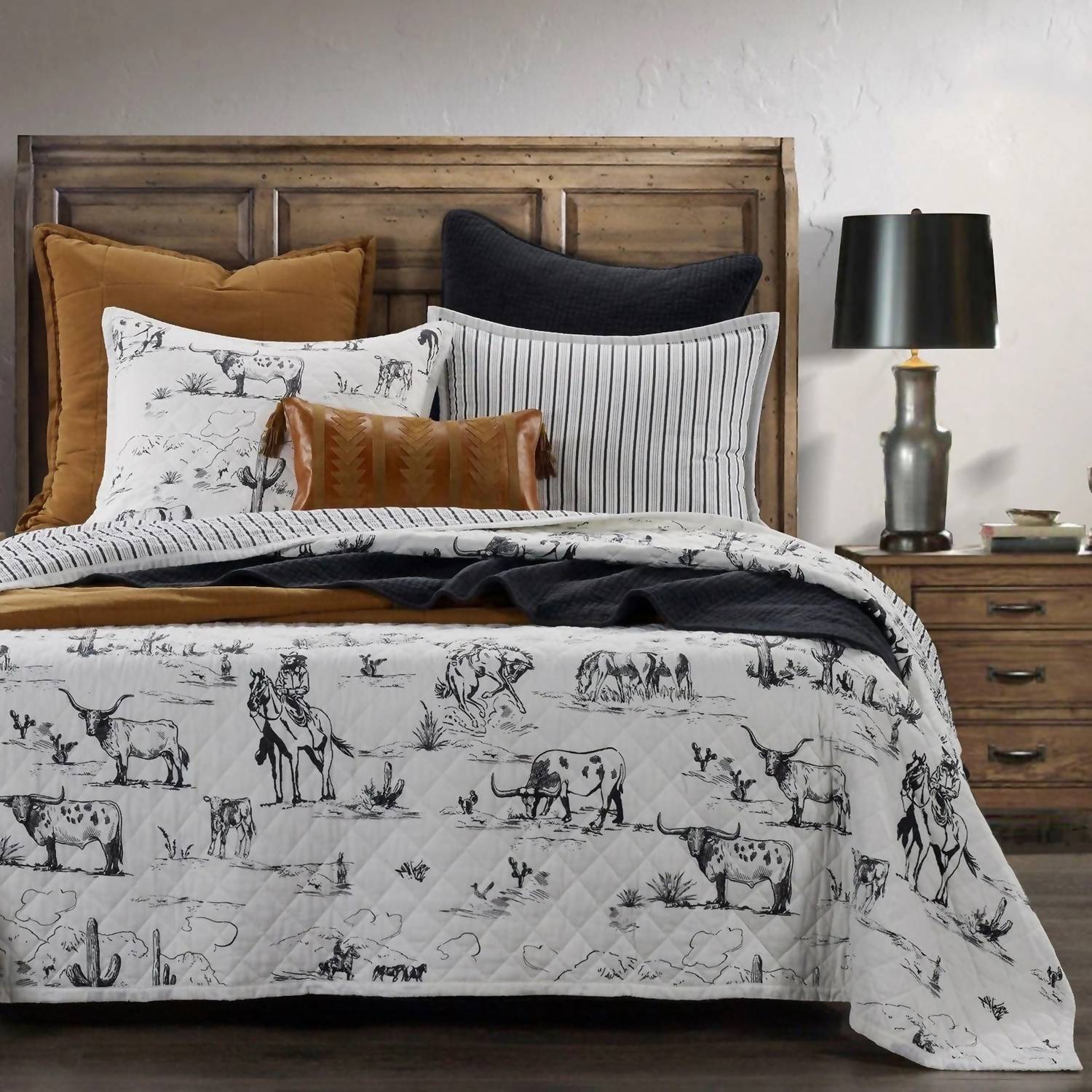 Hiend Accents - Ranch Life Western Toile Reversible Quilt Set