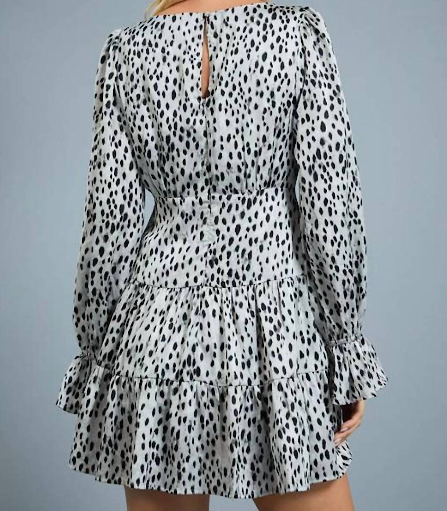 Glam - Animal Dress With Ruffle Sleeves