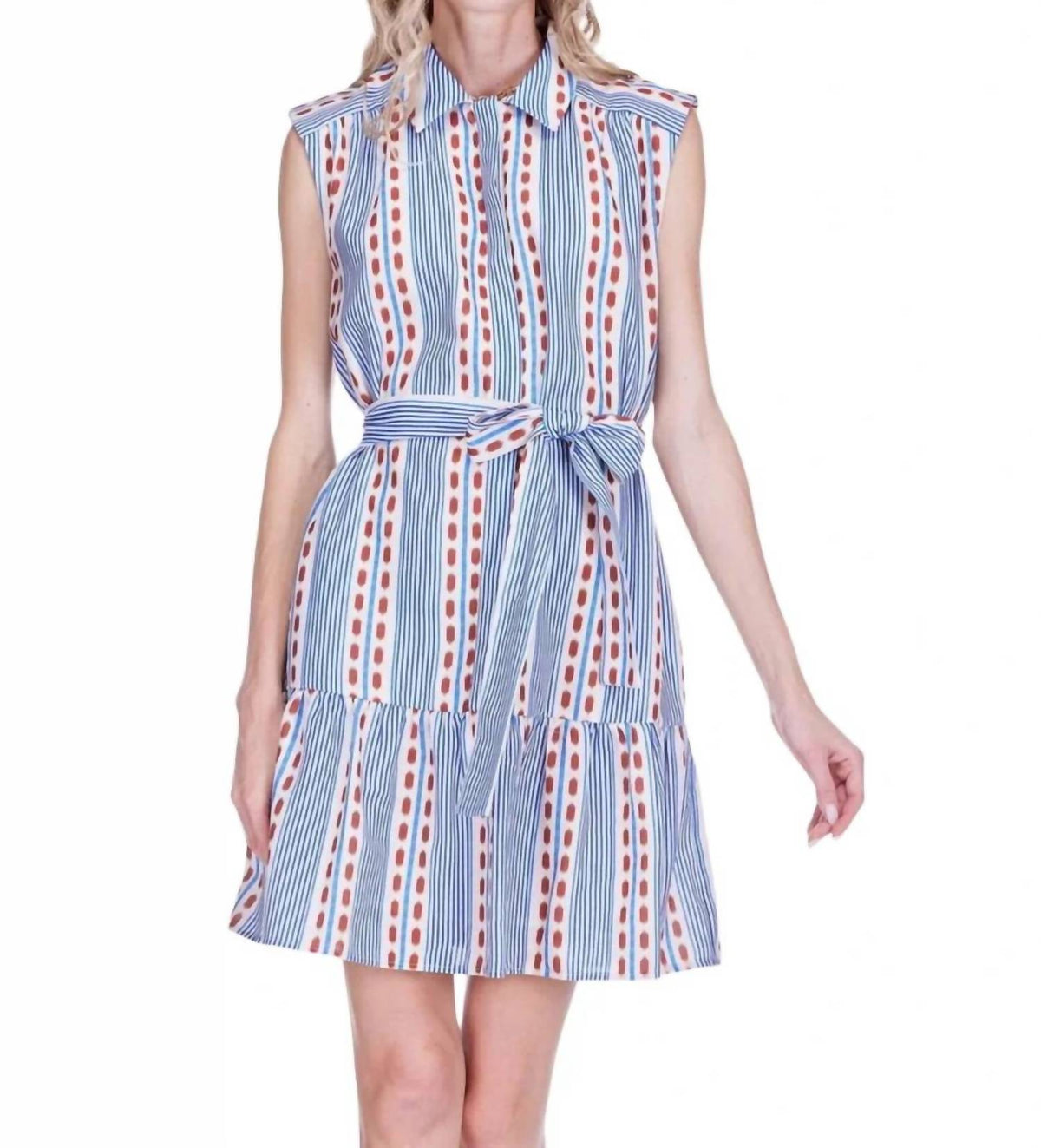 Joy Joy - Colonial Stripe Front Placket Shirt Dress