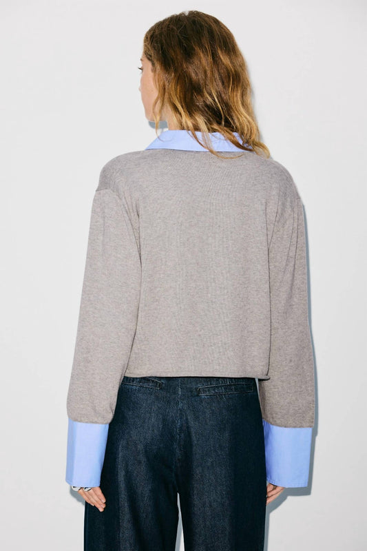 Naadam - Mix Media Button Down Cardigan