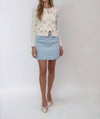 MOON RIVER Lexie Front Tie Cardigan in off white - women's cardigan