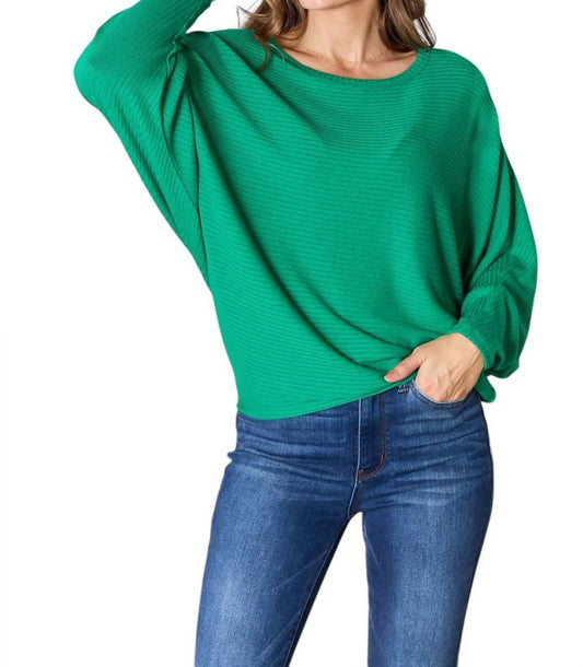 Zenana - Full Size Round Neck Batwing Sleeve Blouse