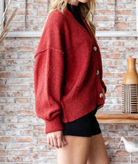 7Th Ray - Drop Shoulder Long Sleeve Button Down Cardigan