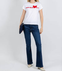 Elliott Lauren Heart Embroidered Top in white - women's t-shirt - detail view