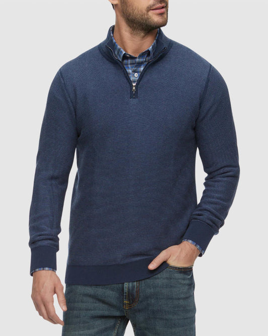 Flags & Anthem - Humphrey Mini Stripe Quarter Zip Sweater - Plus