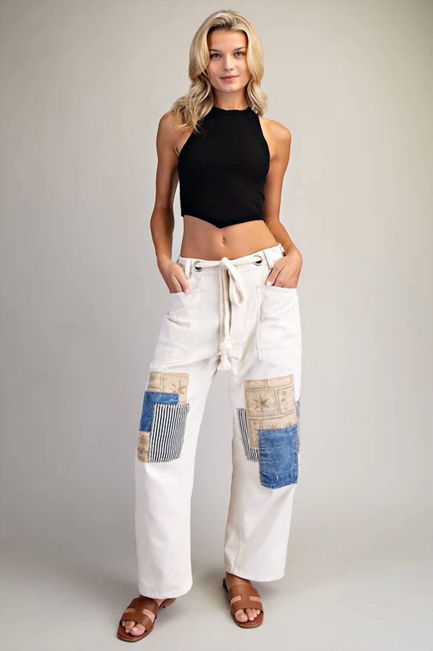 Ee:Some - Patchwork Mineral Washed Pants