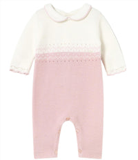 Mayoral Kid's Long Sleeve Tricot Romper in crystal pink - kids' item