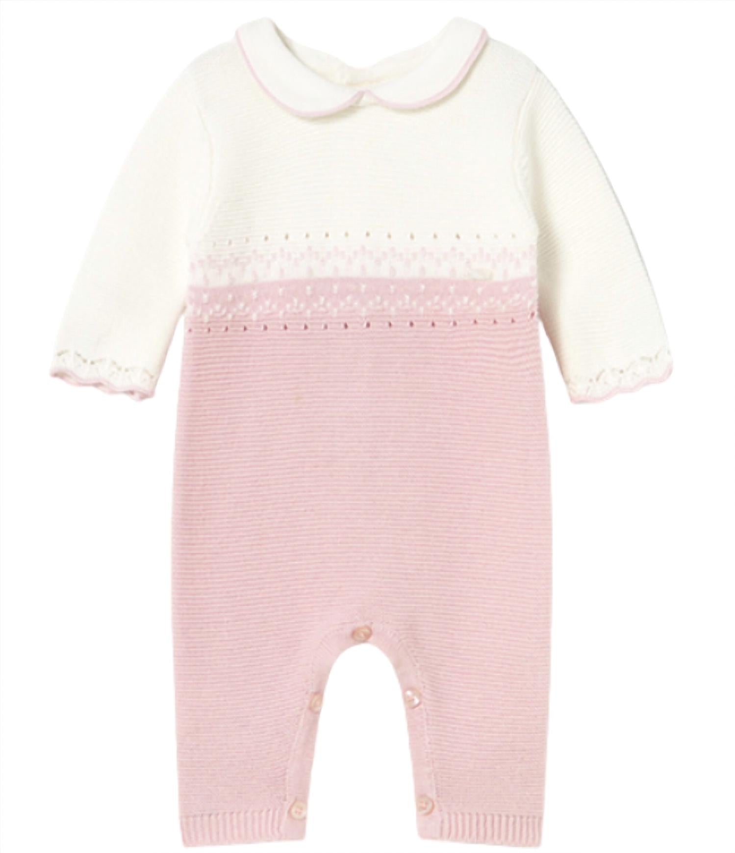 Mayoral Kid's Long Sleeve Tricot Romper in crystal pink - kids' item