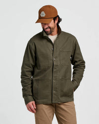 FREE FLY Folly Twill Chore Coat in dark forest - men's jacket