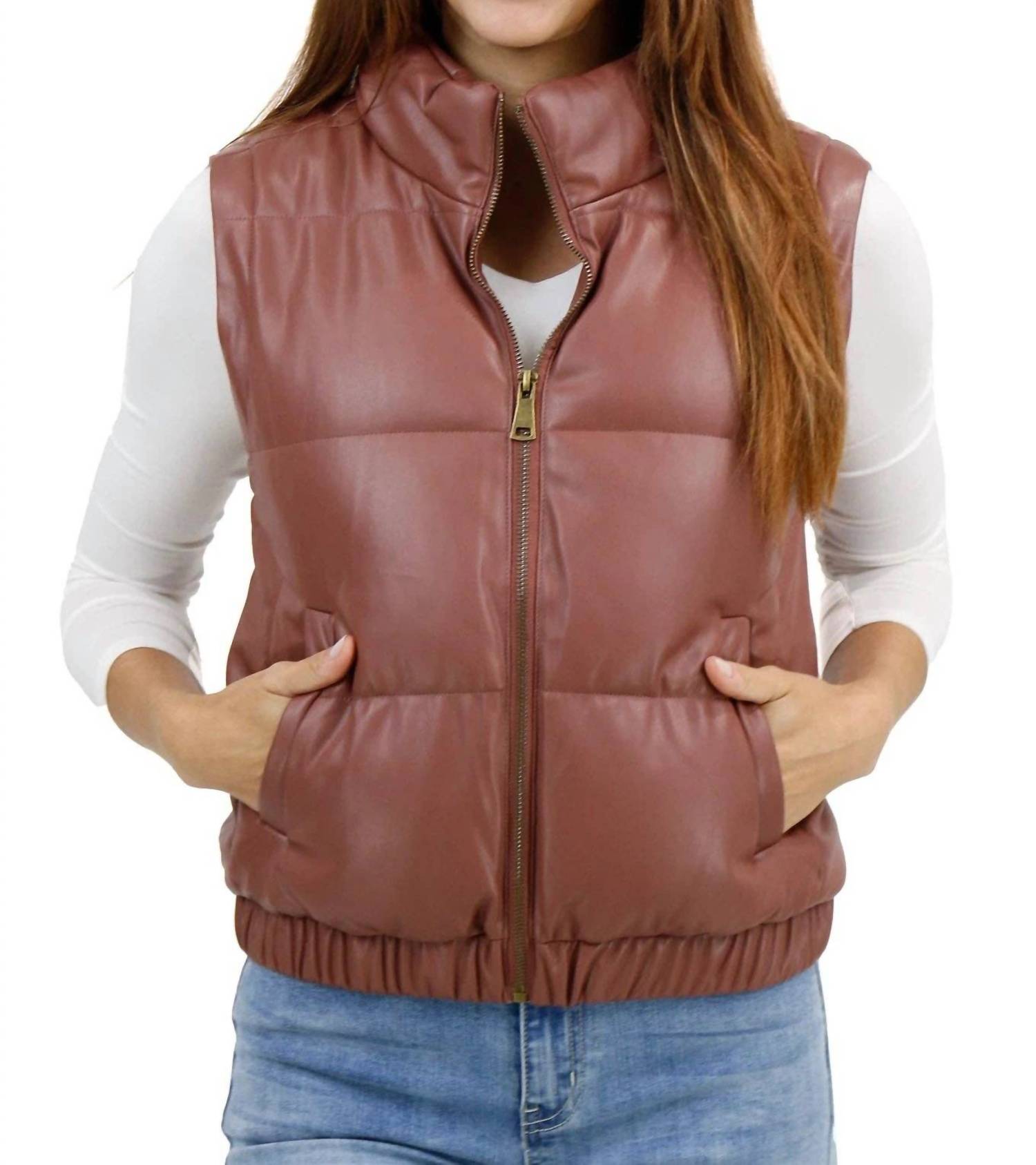 Grace And Lace - Butter Faux Leather Puffer Jacket