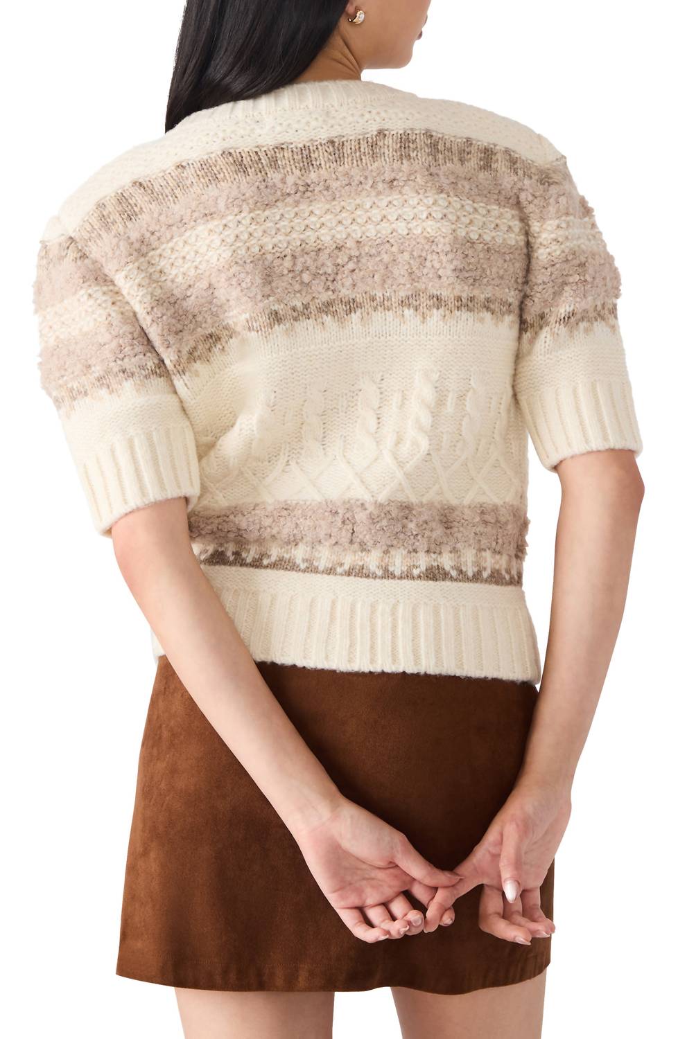 Steve Madden - Janae Stripe Short Sleeve Cardigan