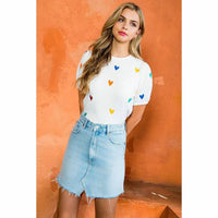 Thml - Embroidered Heart Short Sleeve Top