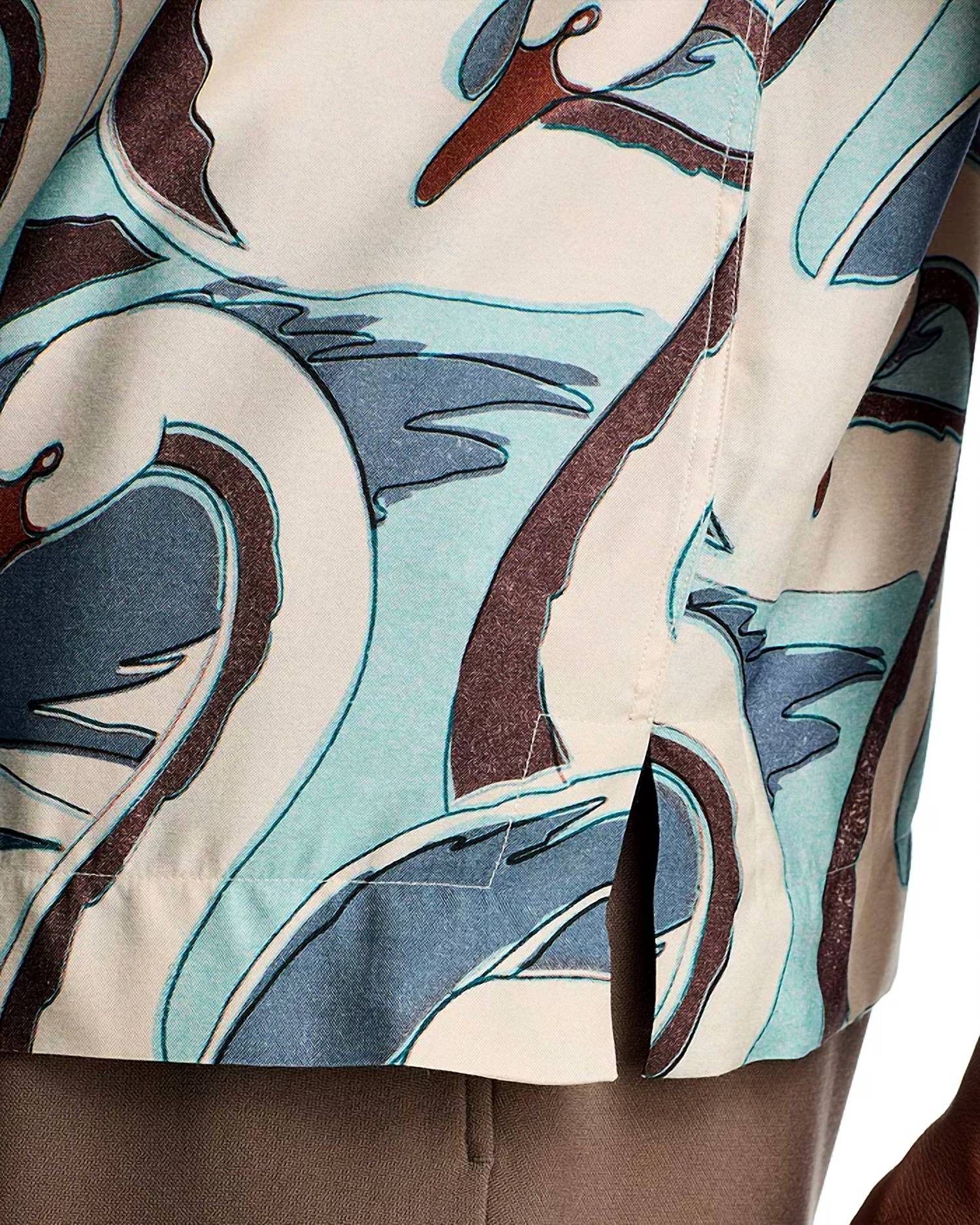 Paul Smith Short Sleeve Regular Fit Shirt in swan print blue - men's t-shirt - view 4