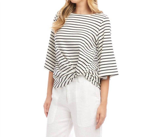 Karen Kane - Stripe Flare Sleeve Pick-Up Top