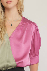 Entro - Satin Colorblock Bodysuit