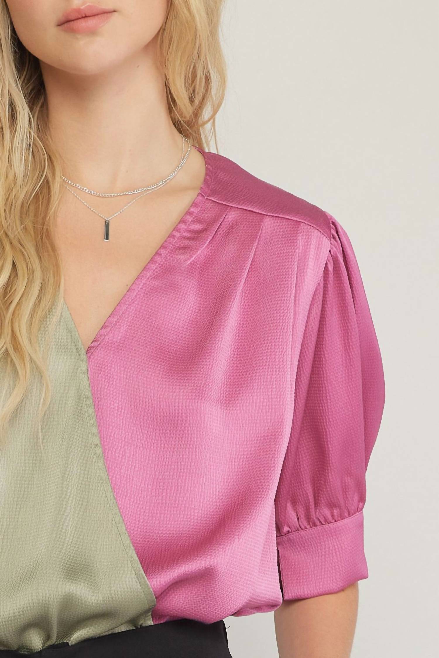 Entro - Satin Colorblock Bodysuit