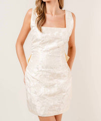 Fore Collection Jolie Floral Bow Back Mini Dress in cream - women's dress