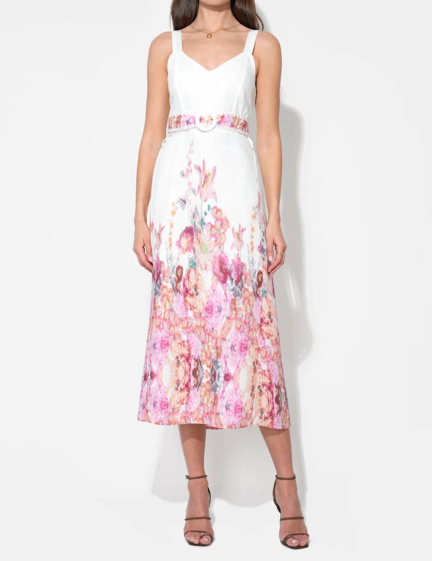 Adelyn Rae - Remi Floral Belted Midi Dress