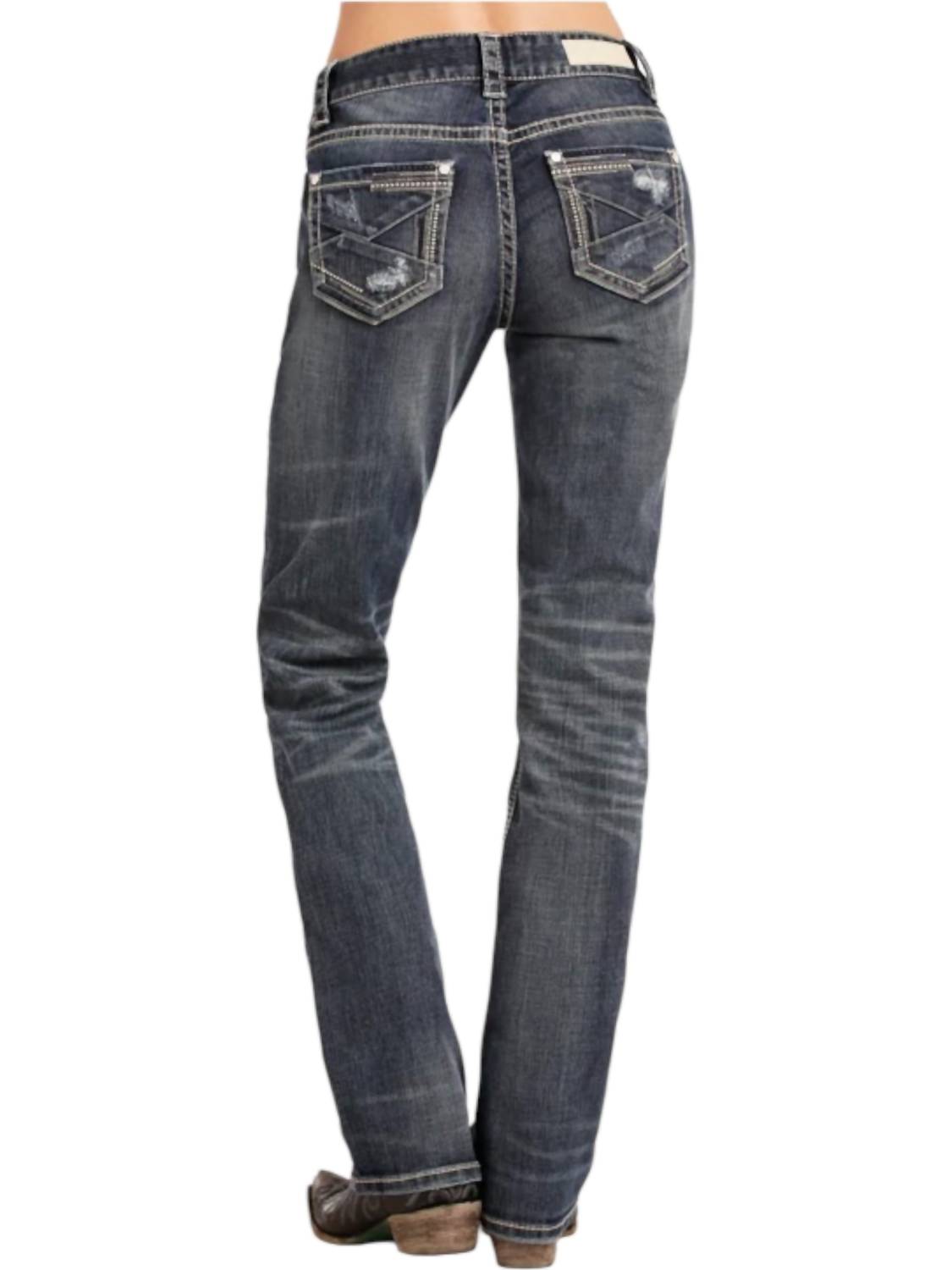 Rock & Roll Denim - Mid Rise Boot Cut Boyfriend Fit Jeans