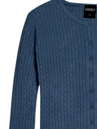 Katie J NYC Girl's Rory Crew Cardigan in evening blue - kids' sweater - detail view