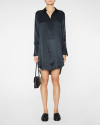 catherine gee Daria Shirt Mini Dress in navy pinstripe - women's dress