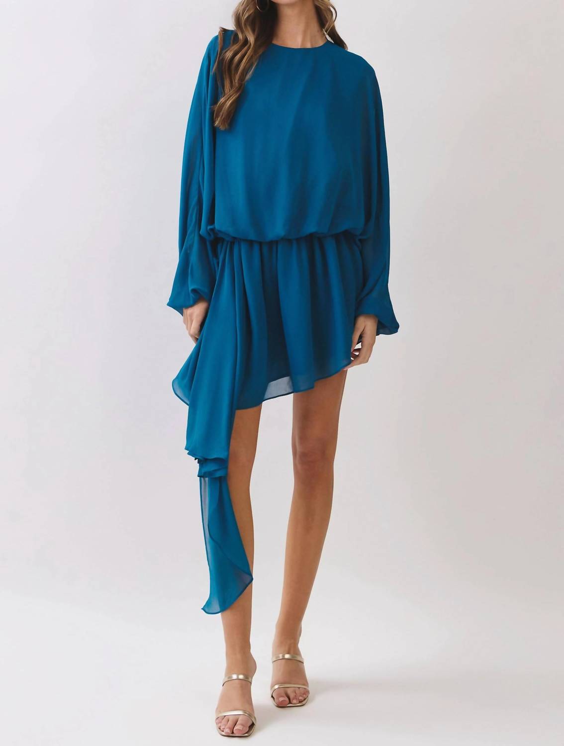 Tcec - Time Will Tell Draped Asymmetric Chiffon Mini Dress