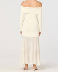 ASTR Lidia Mixed Media Maxi Dress in butter yellow - women's dress - detail view