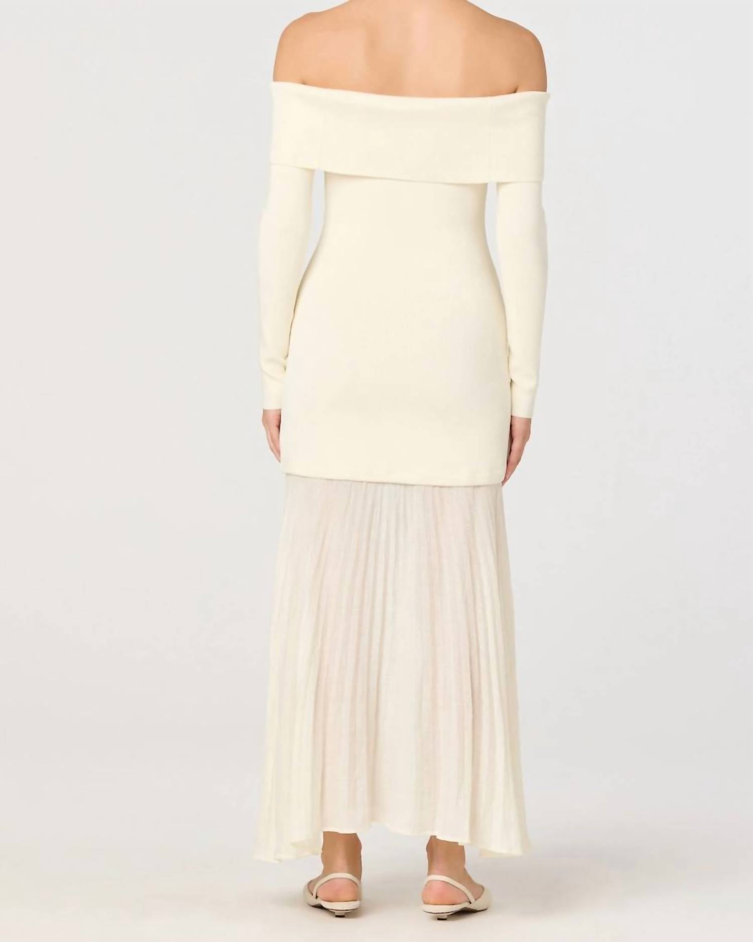 ASTR Lidia Mixed Media Maxi Dress in butter yellow - women's dress - detail view