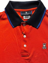 Psycho Bunny Men's Isaac Polo in orange - men's shirt - detail view
