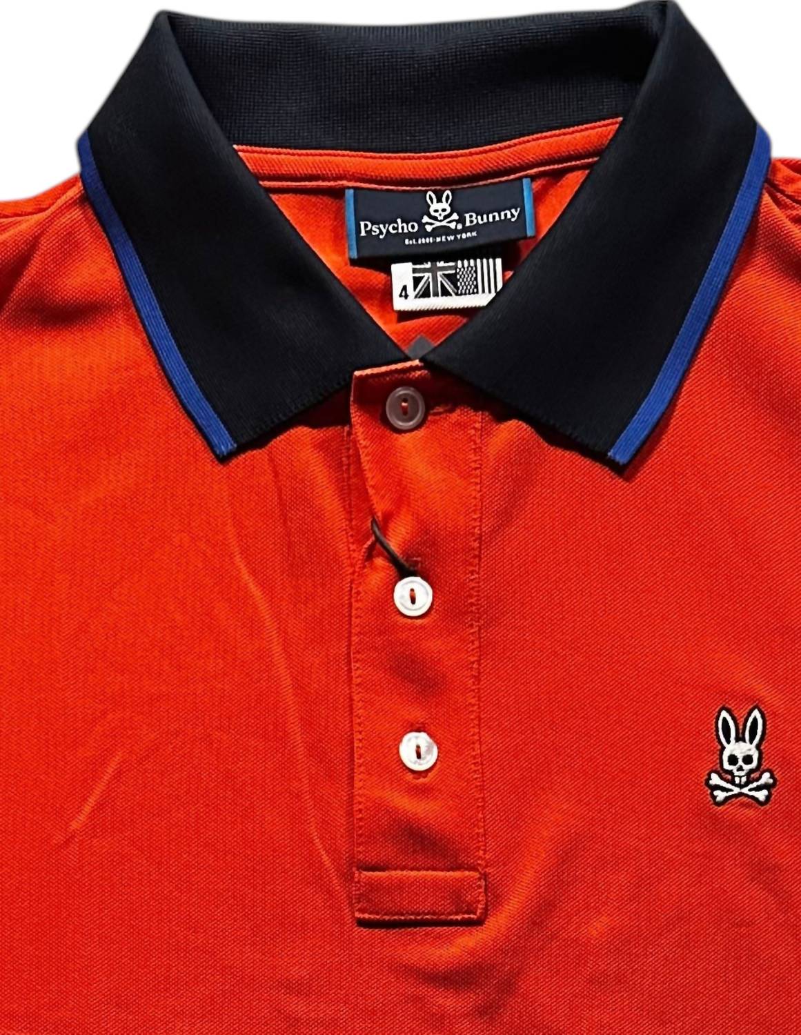Psycho Bunny Men's Isaac Polo in orange - men's shirt - detail view