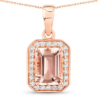 Diana M Jewels Women's Octagon Natural Morganite Pendant Necklace (1.51 Ct) - Classic in 14k rose gold - women's jewelry - detail view