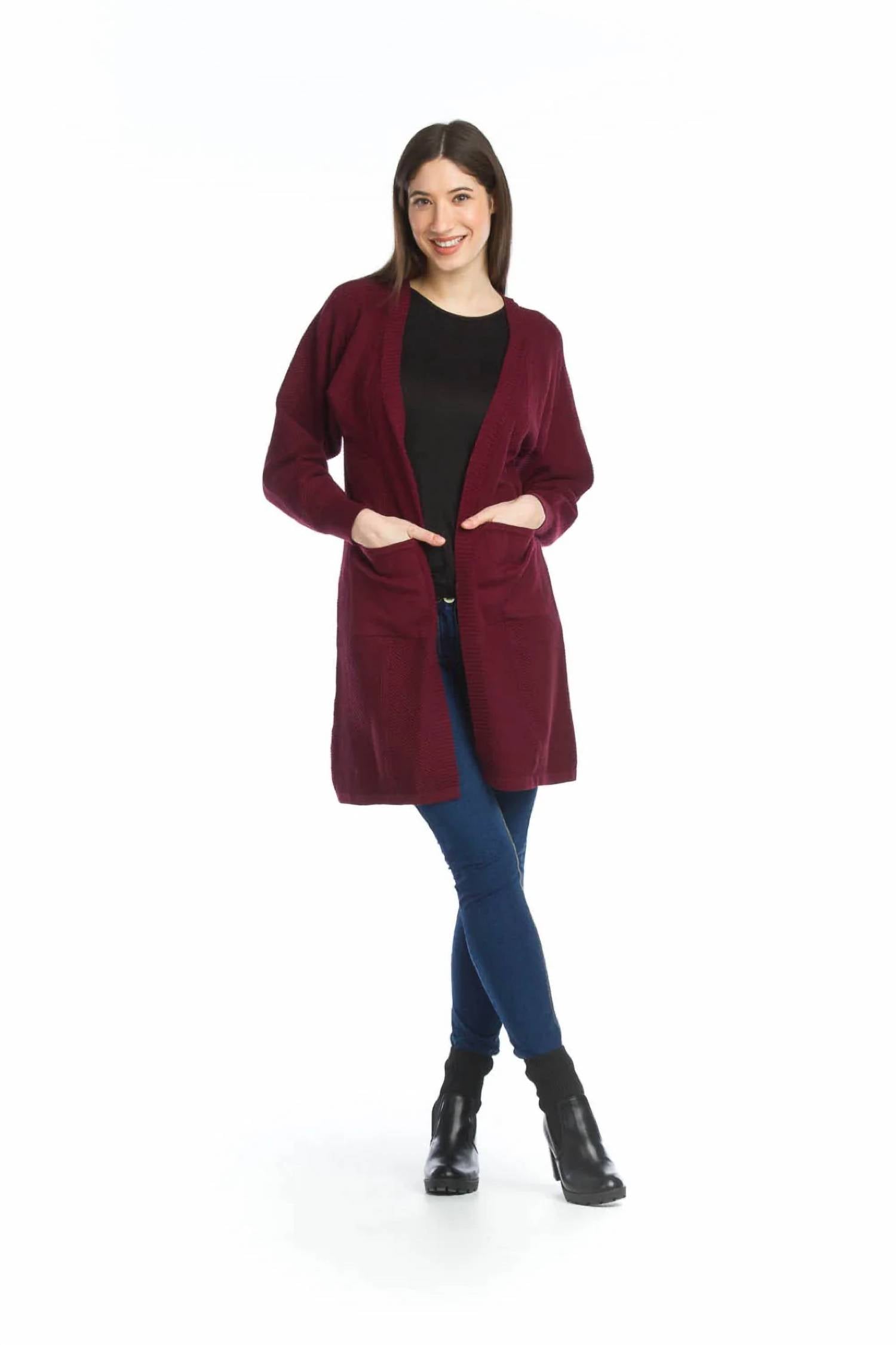 Papillon - Rib Detail Long Cardigan With Pockets