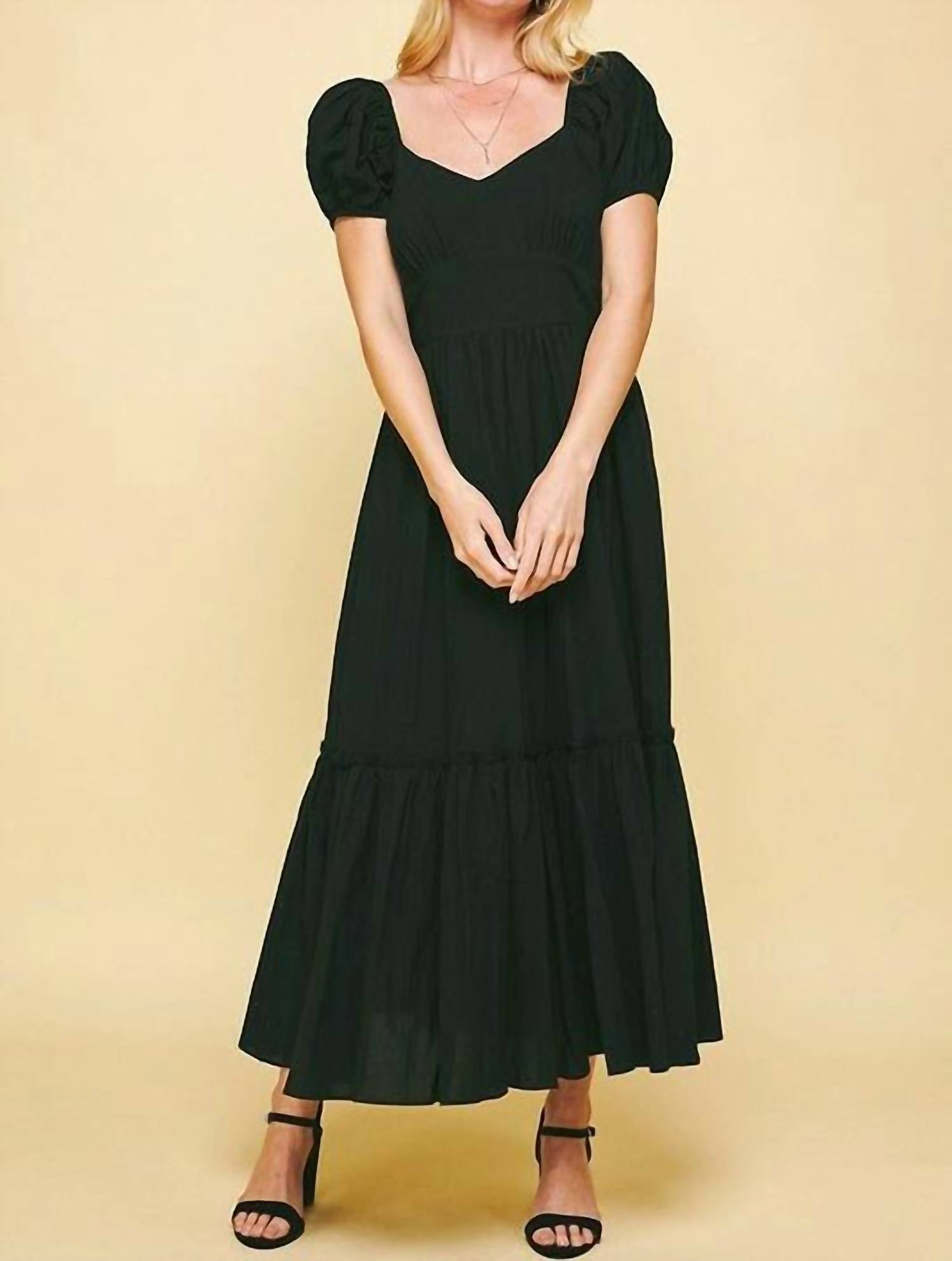 Pinch - Puffy Sleeves Maxi Dress