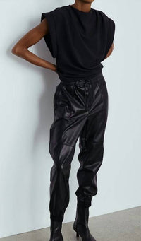 MELISSA NEPTON Cabo Faux Leather Jogger Pant in black - women's pants