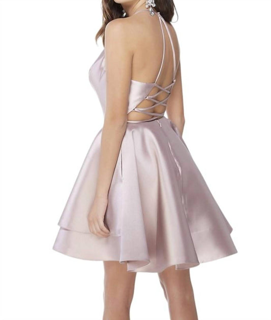 Alyce Paris - Strappy Open Back Silk Fit and Flare Cocktail Dress