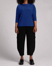 Sympli Slouch Sweatshirt No Ties 3/4 Sleeve Top in navy - women's top